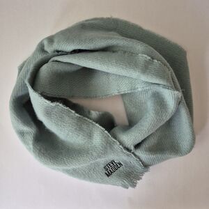 Steve Madden Light Mint Green Logo Fringe Soft Neck Scarf Womens 76x14 IN
